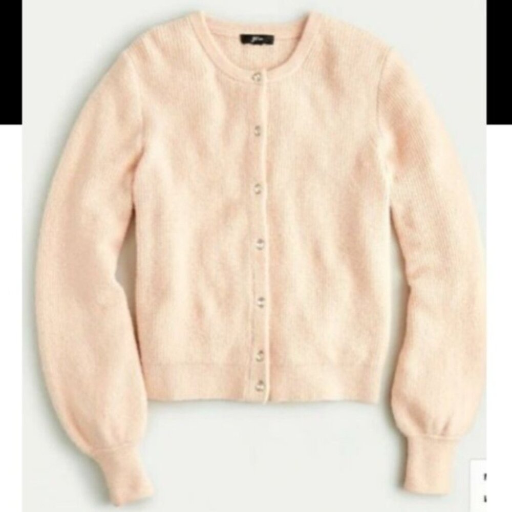 NWT J Crew ribbed cardigan with jeweled buttons in supersoft yarn